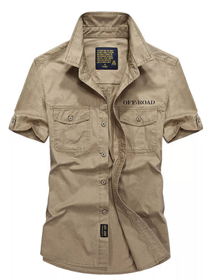 Men S Plus Size Button Up Short Sleeve in Khaki