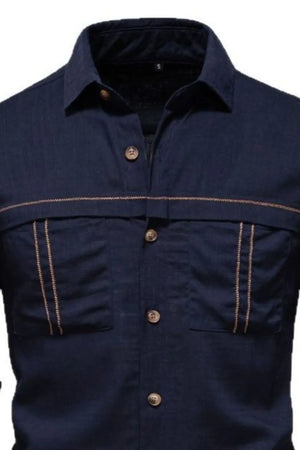 Dark Navy utility shirt with contrast stitching and two chest pockets.