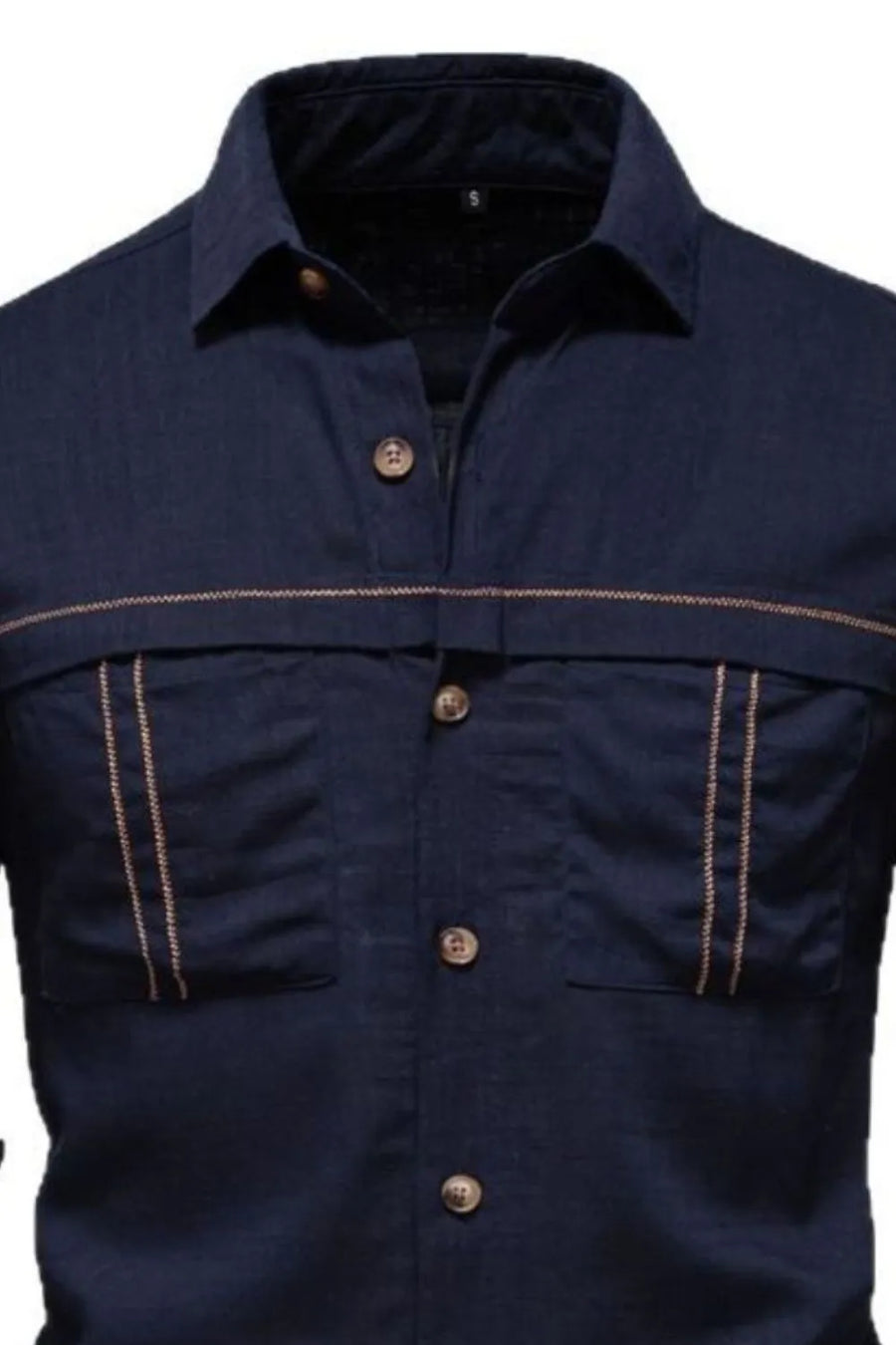 Dark Navy utility shirt with contrast stitching and two chest pockets.