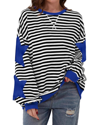 Pink sweatshirt with pullover and striped