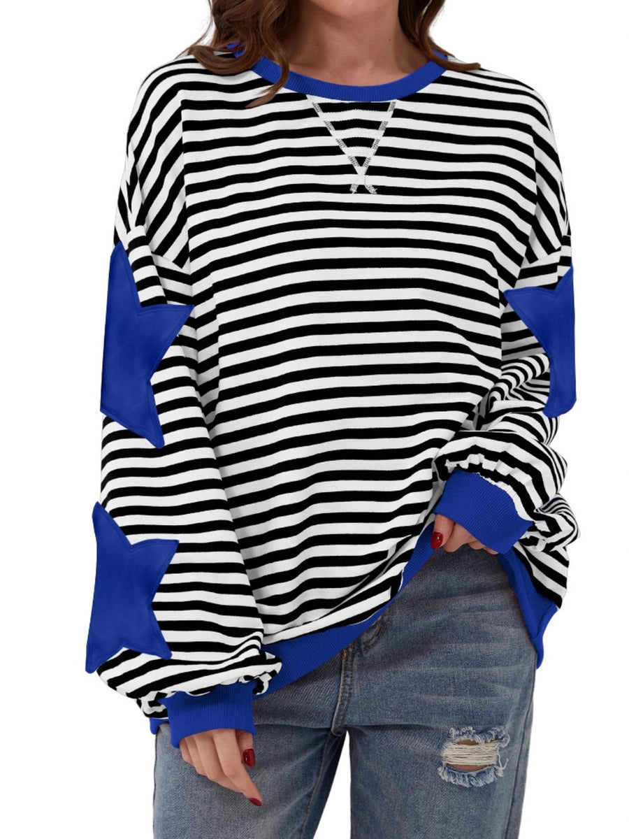 Pink sweatshirt with pullover and striped