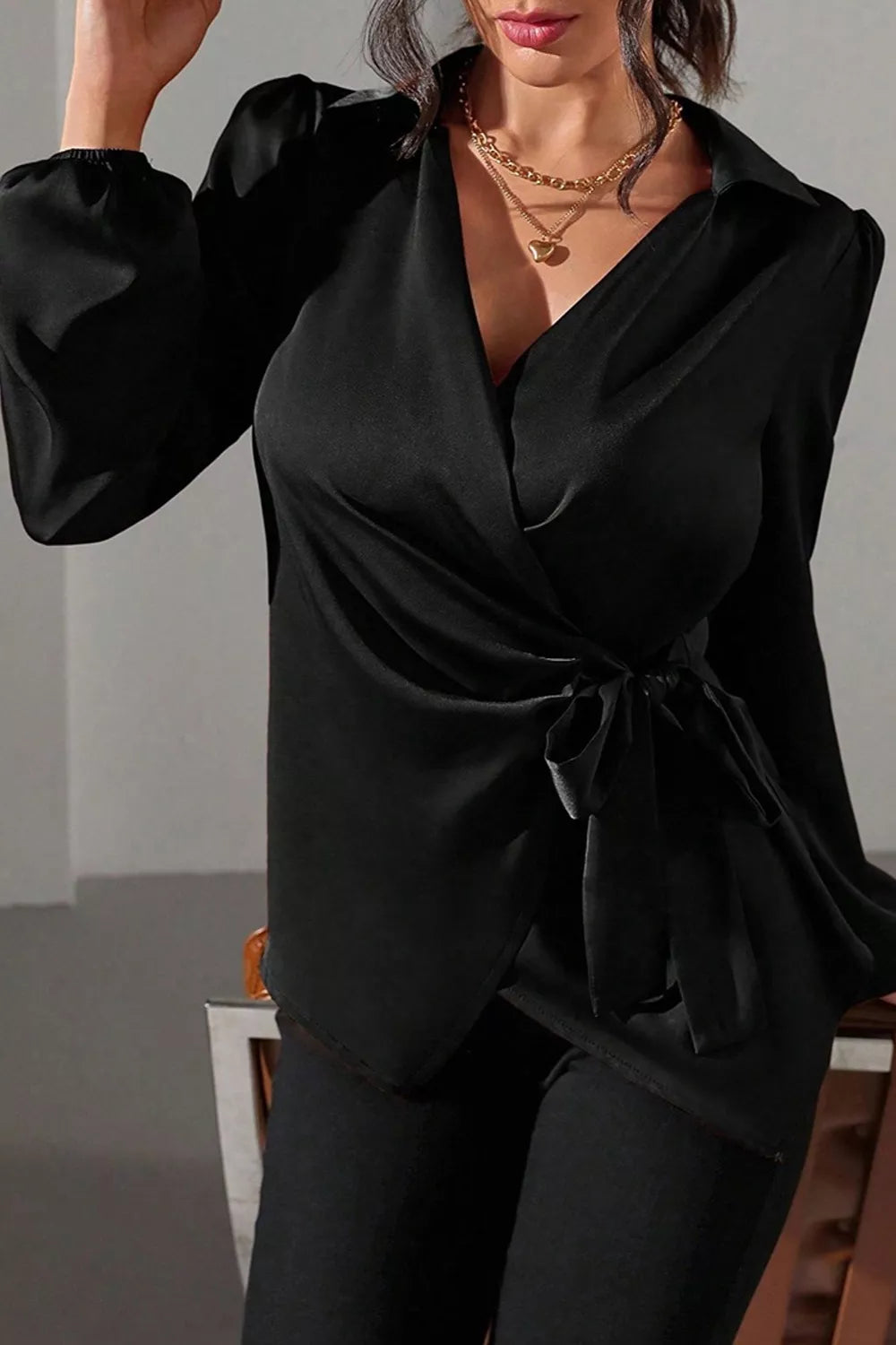 100% polyester Care instructions: Machine wash cold blouse in Burgundy with fitted silhouette