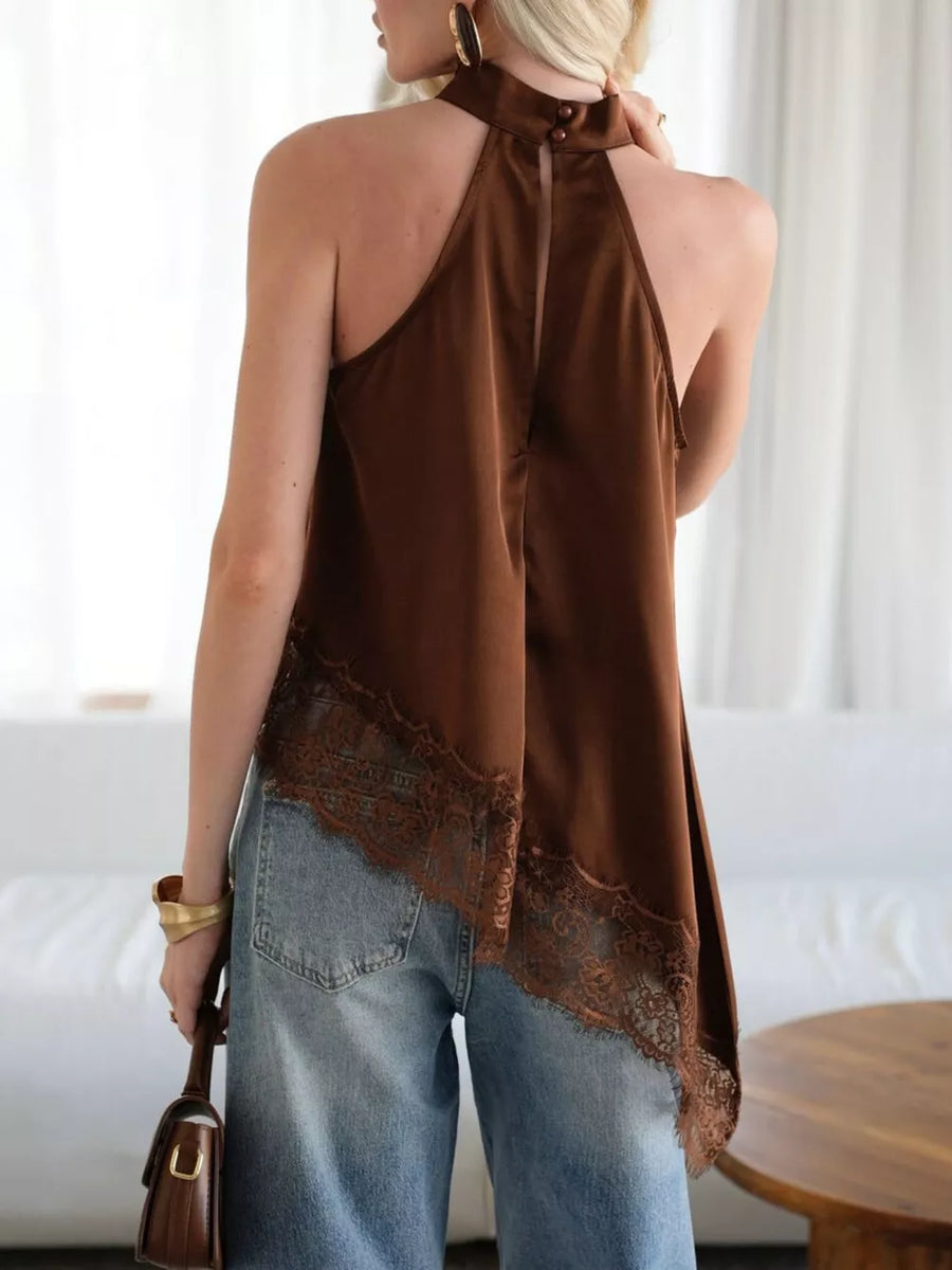 romantic camisole in chocolate brown with halter