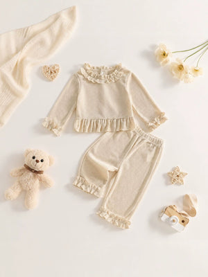 95% cotton, 5% polyester Care instructions: Machine wash cold pajama set in Apricot Color with regular silhouette