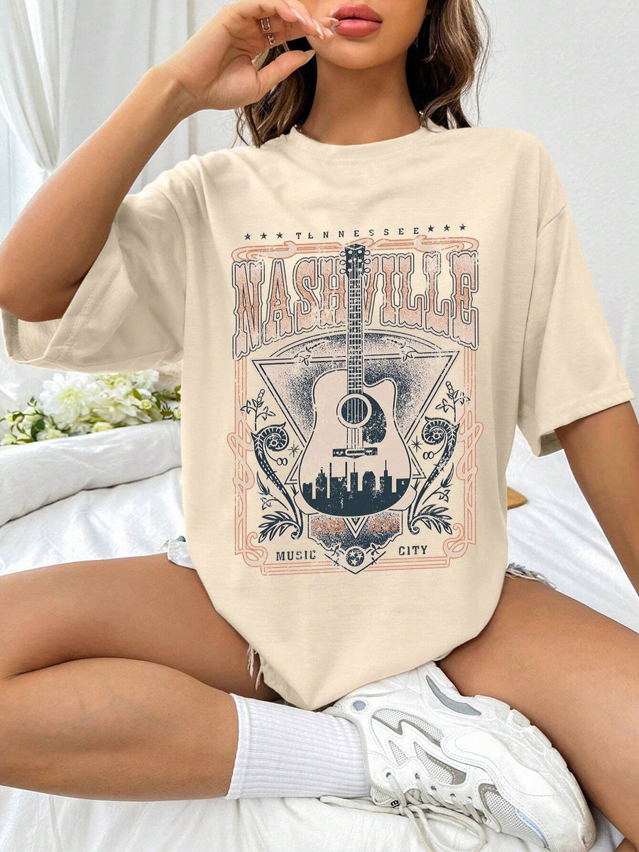 Nashville graphic oversized tee in Blush Pink