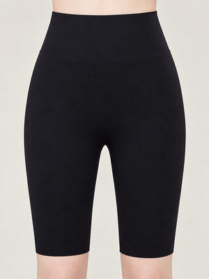 bike shorts in black featuring high-waisted and fitted fit