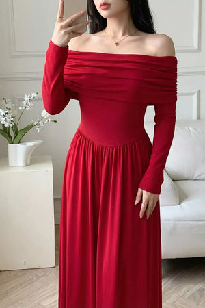 100% polyester Care instructions: Machine wash cold maxi dress in scarlet red with fitted silhouette