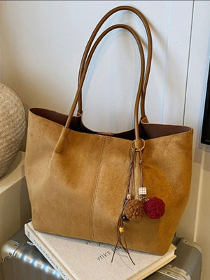 tote in camel with large capacity and large