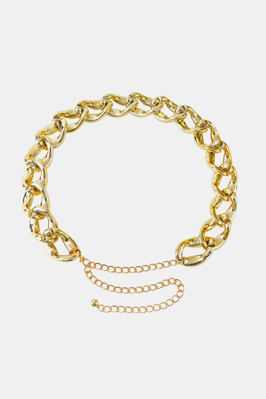 Gold sculptural chain waist belt with layered chain detail