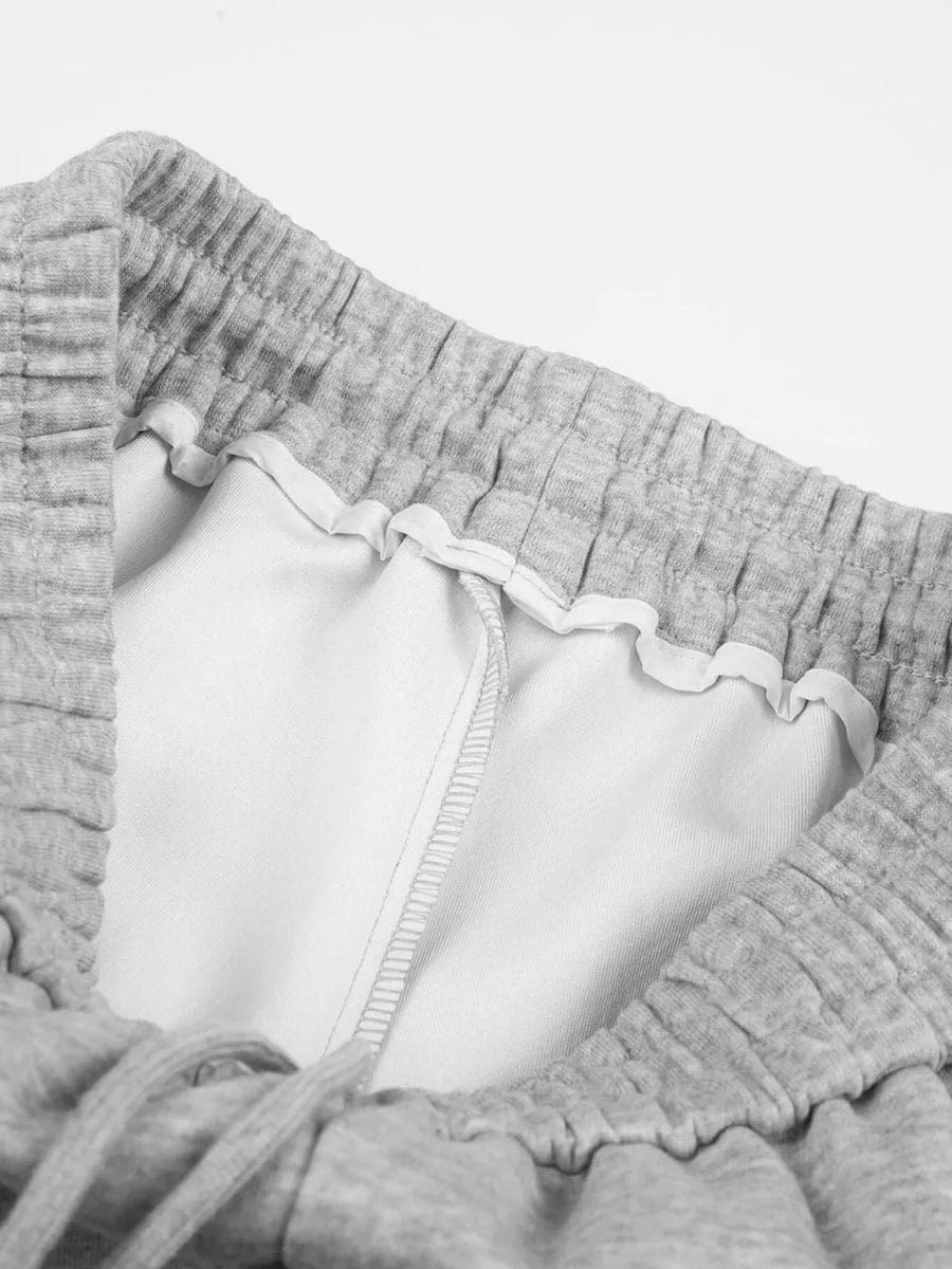 Light Gray sweatpants with full-length and drawstring, elastic