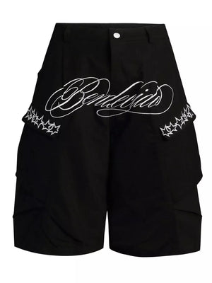 Brown Men's Embroidered Cargo Capris