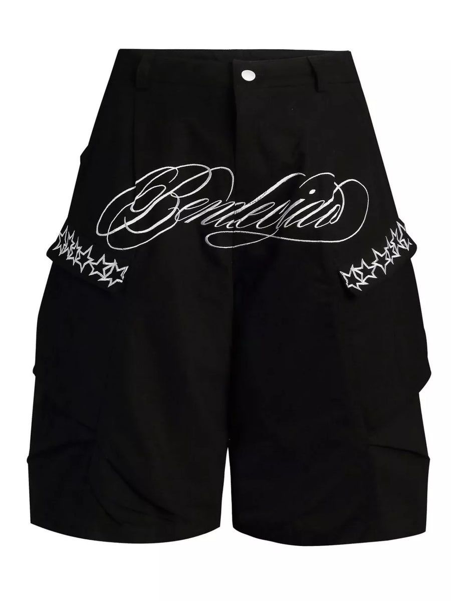Brown Men's Embroidered Cargo Capris