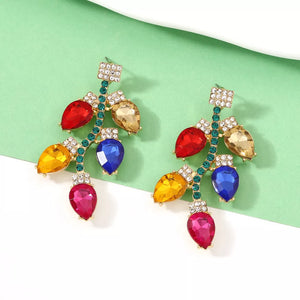 royal blue earrings featuring rhinestone embellishment and novelty