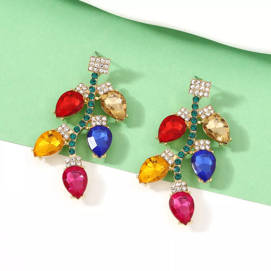 royal blue earrings featuring rhinestone embellishment and novelty