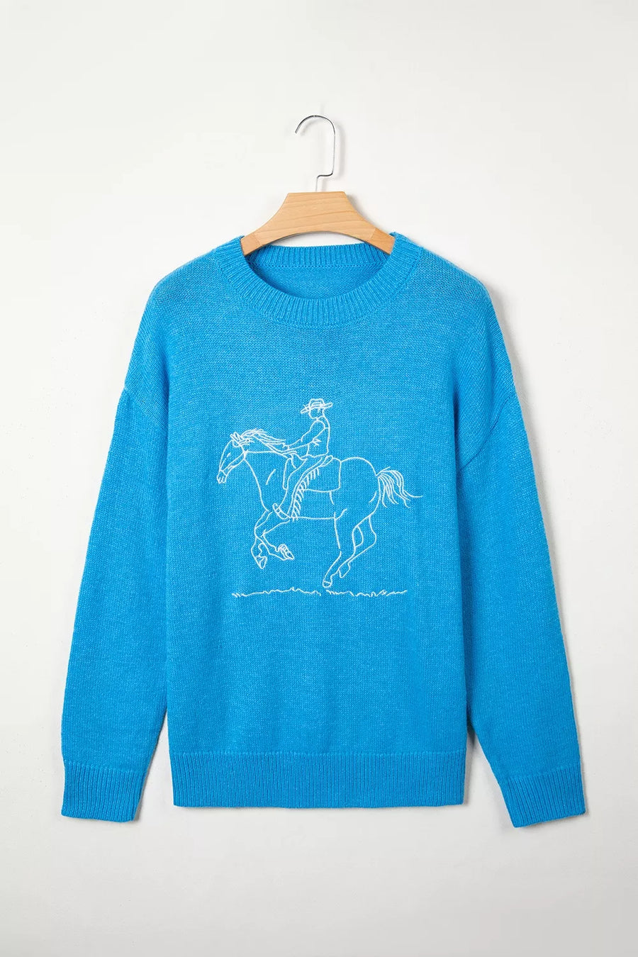 Western Embroidery Drop Shoulder Sweater option 7