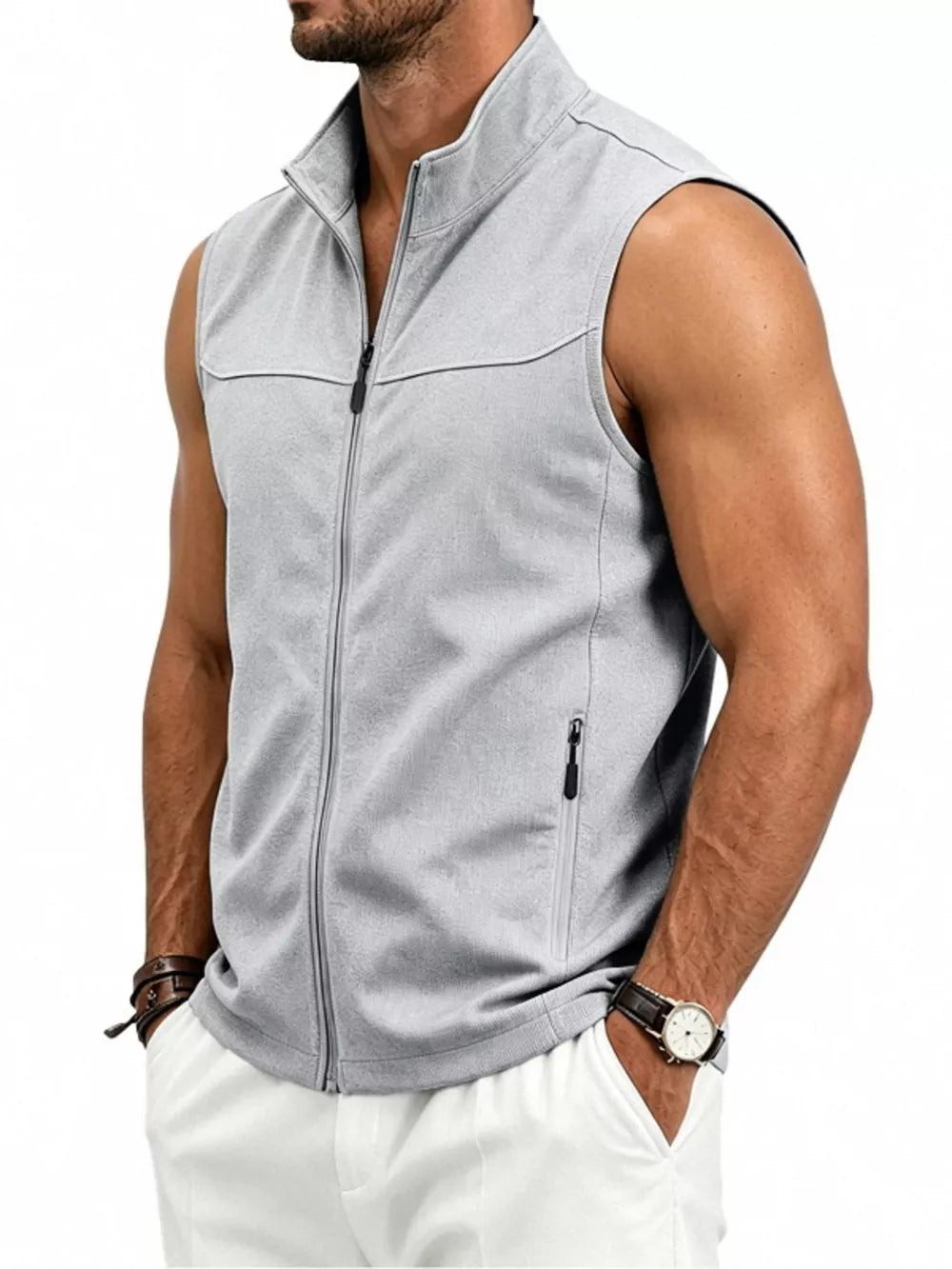 100% polyester Care instructions: Machine wash cold vest in Navy Blue with regular silhouette