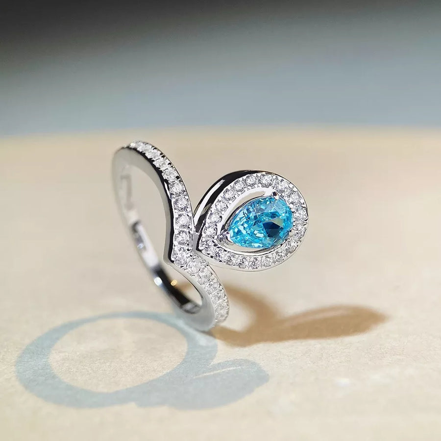 925 sterling silver,Zircon Care instructions: Avoid wearing during exercise, as ring in Mint Blue with fitted silhouette