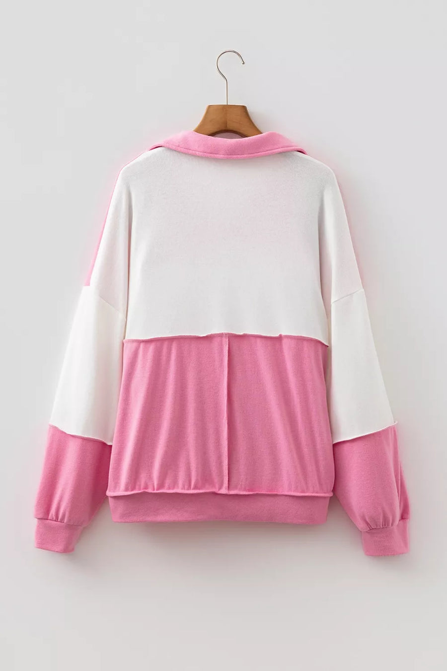 Color Block Ricrac Trim V Neck Long Sleeve Top option 7
