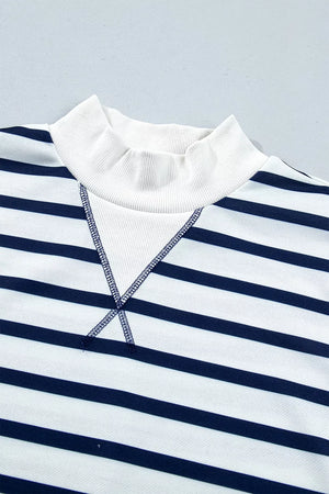 Striped Stand Neck Long Sleeve Sweatshirt option 6