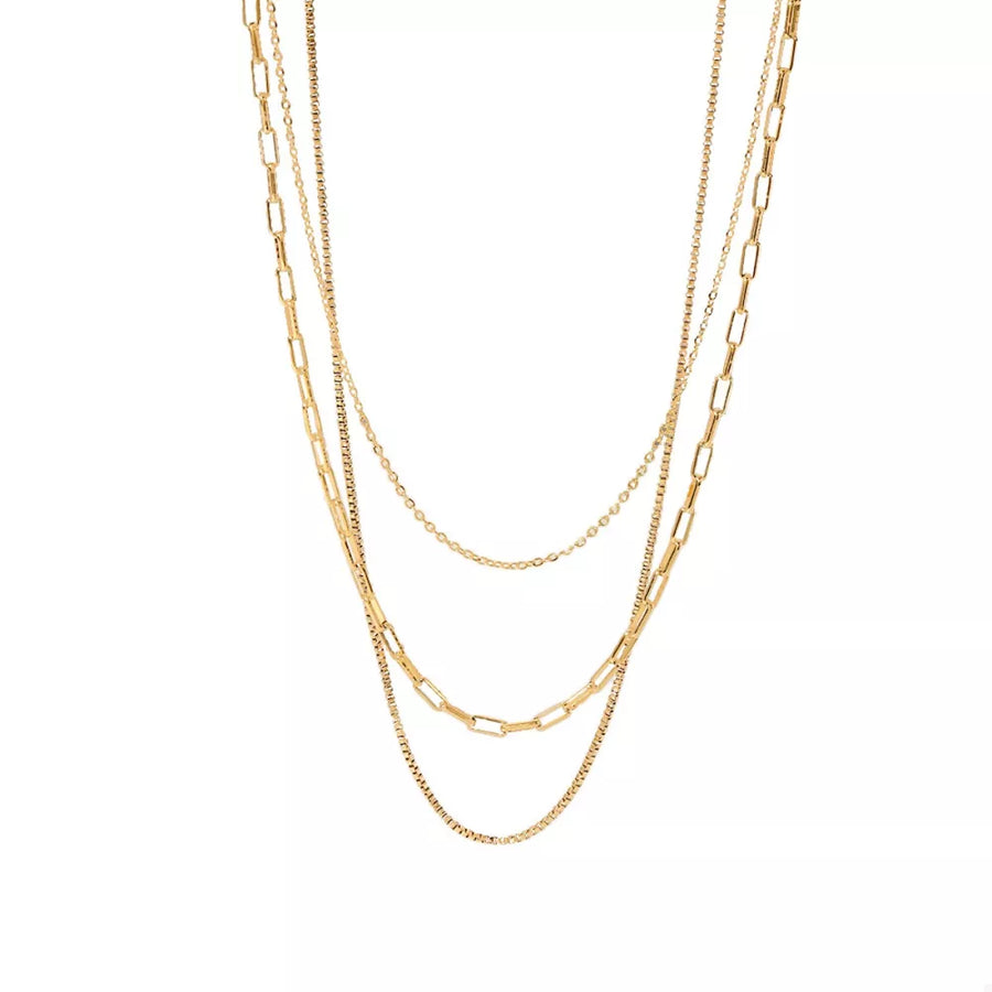 necklace featuring chain link in Gold with 18K Gold-Plated,Stainless Steel Care instructions: Avoid wearing during exercise