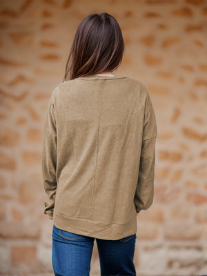 Lavender Waffle Knit Relaxed Fit Crewneck Top