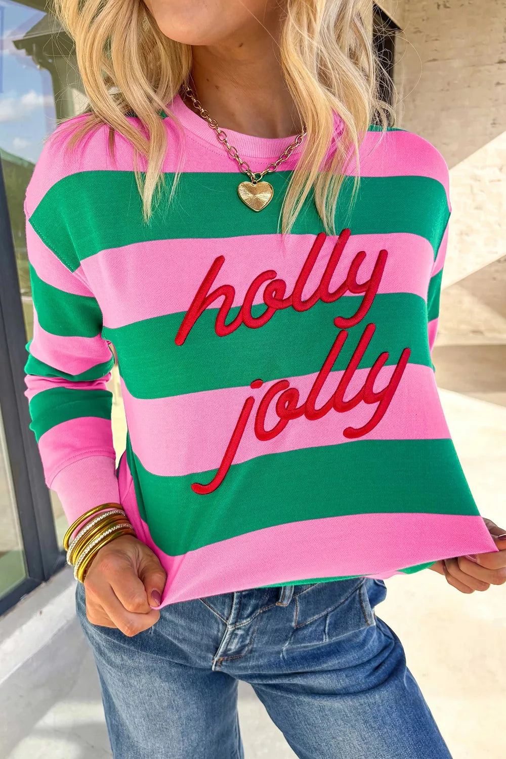 bright pink sweatshirt with hip-length and pullover