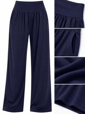 Polyester and spandex blend wide-leg pants in Light Coffee with relaxed silhouette