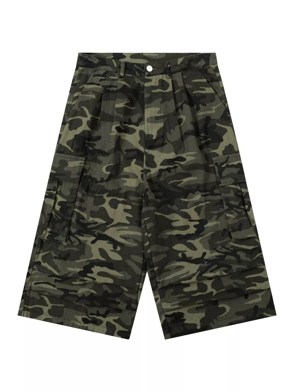 Camouflage Color capris with capri and button-front