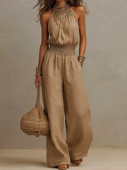 Burgundy relaxed jumpsuit with halter