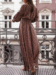 bohemian maxi dress in Strawberry with deep v-neck