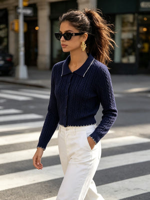 cardigan featuring cable knit in White with 100% polyester Care instructions: Machine wash cold texture