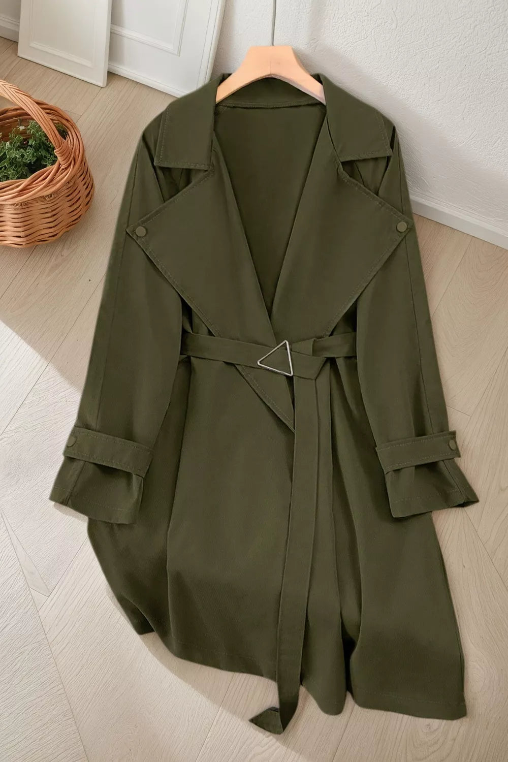 classic trench coat in camel with notch lapel