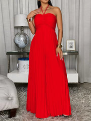 Black jumpsuit with full-length and tie