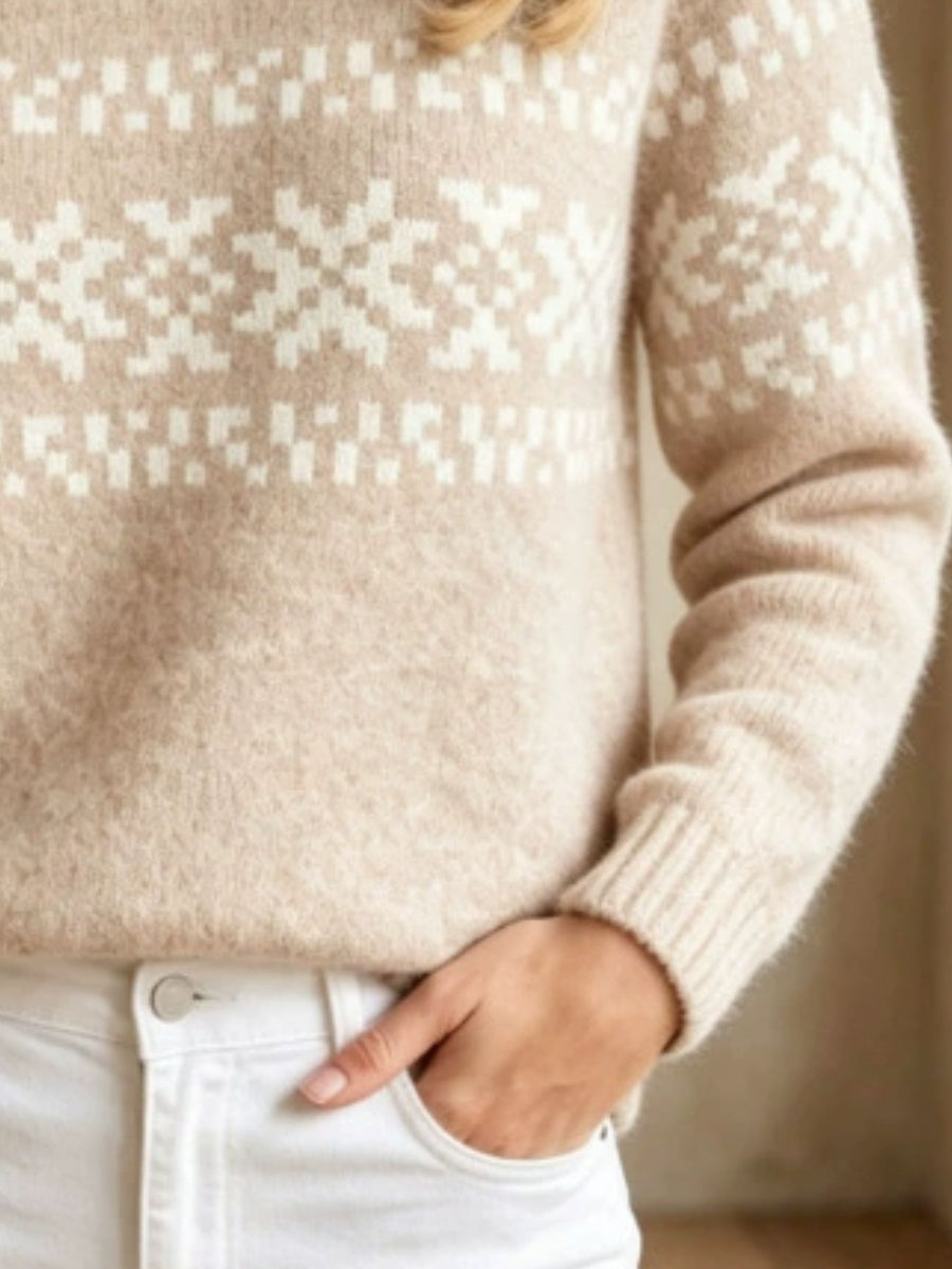 classic crewneck sweater in Apricot with crew neck