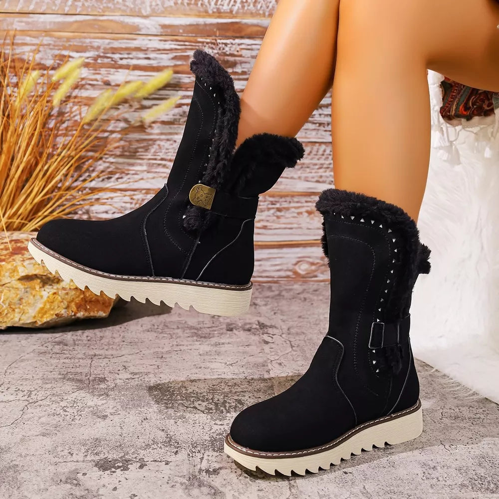 PU Leather,Fluff,Rubber Imported Size &amp boots in brown with regular silhouette