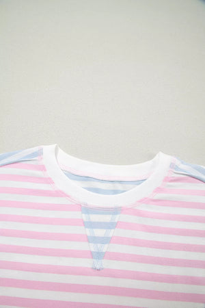 Casual Stripe Oversize Dolman Sleeve T Shirt option 5
