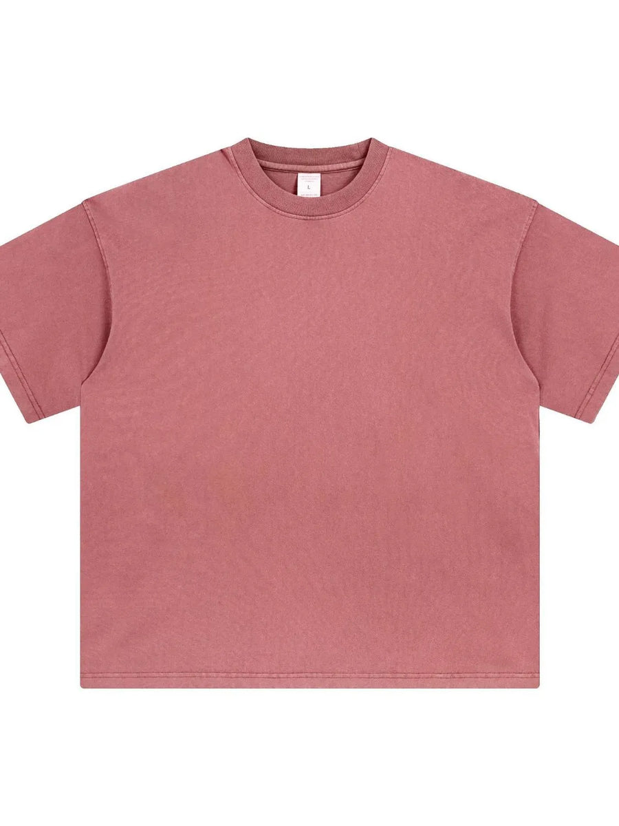 Oversized crewneck t-shirt in Dusty Pink washed cotton with a relaxed fit.