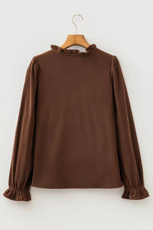 Solid Color Ruffle Trim V Neck Corduroy Jacket option 6