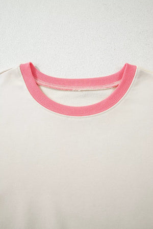 athleisure sweatshirt in hot pink with crew neck
