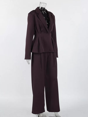One-button Blazer And Wide-leg Pants Set option 8