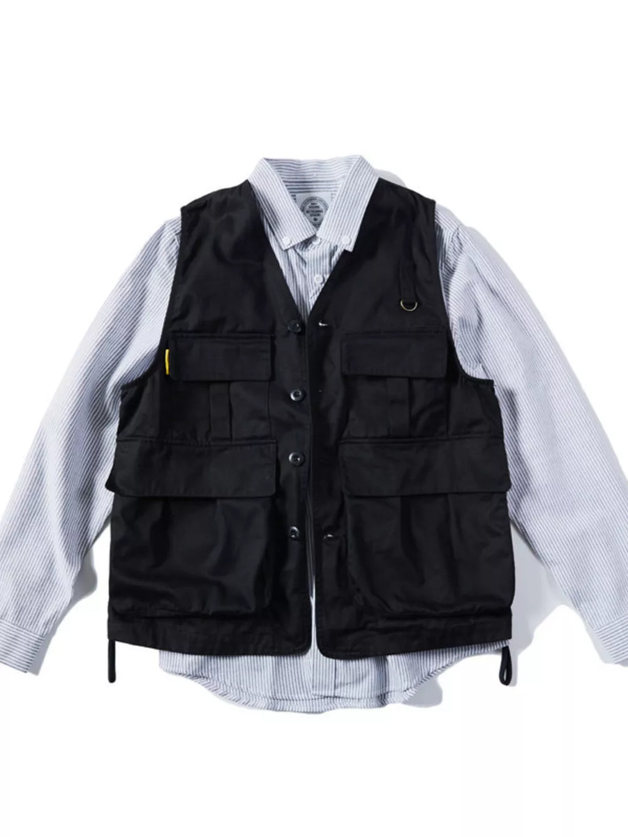 Black Men's Multi-pocket Cargo Vest