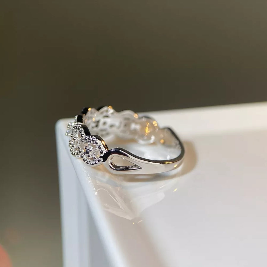 ring featuring geometric in silver with 925 sterling silver,Zircon Care instructions: Avoid wearing during exercise, as