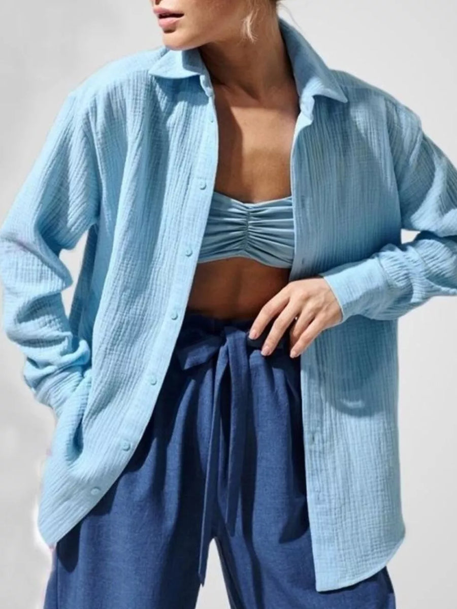 coastal button-down shirt in White with collared