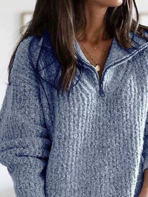 classic zip-up sweater in Grey with collared