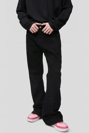 Panelled flare jeans in dark with pocket detail.