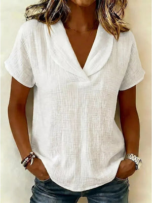 Red Textured Short Sleeve Plus Size Blouse