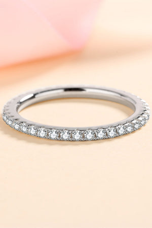 Sterling silver eternity band ring with micro-pave set clear stones