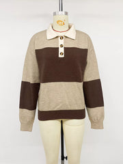 Color Block Polo Collar Sweater option 6