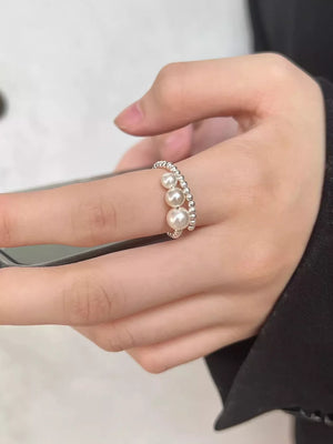 Synthetic Pearl,925 sterling silver Care instructions: Avoid wearing during exer ring in white with bypass silhouette