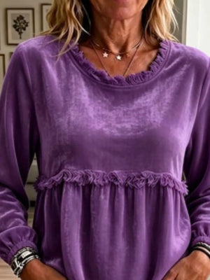 Black relaxed blouse with round neck